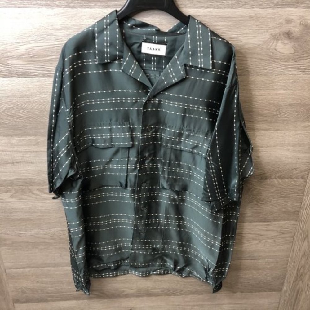 Taakk Medium Green Textured Jacket Collared NWOT